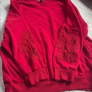 Torrid Red Lace Detail Sweatshirt
